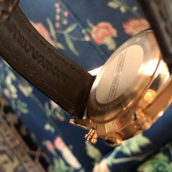 Emporio Armani Classic Chronograph Burgundy Dial Leather Strap Watch for Men - Picture 10 of 12